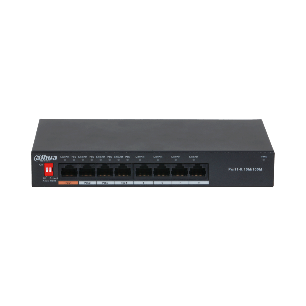 Switch PoE DAHUA DH-PFS3008-8GT-60 (4 PoE Gigabit, 4 uplink Gigabit, 60W)