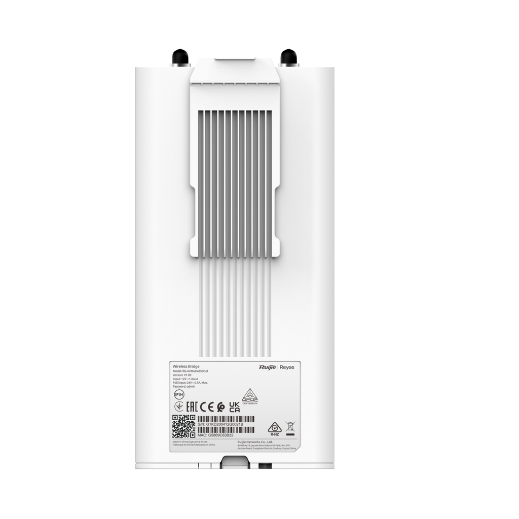 Thu phát wifi Ruijie RG-AirMetro550G-B (Trạm gốc, 5Ghz, 2 Lan GE, max 2-10km)