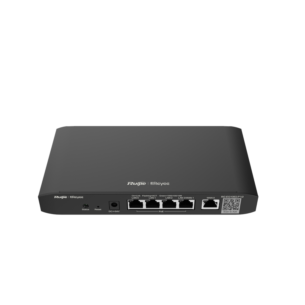 Modem Router Ruijie cân bằng tải RG-EG105G-P V2 (600Mbps, 4 PoE, 100 user)