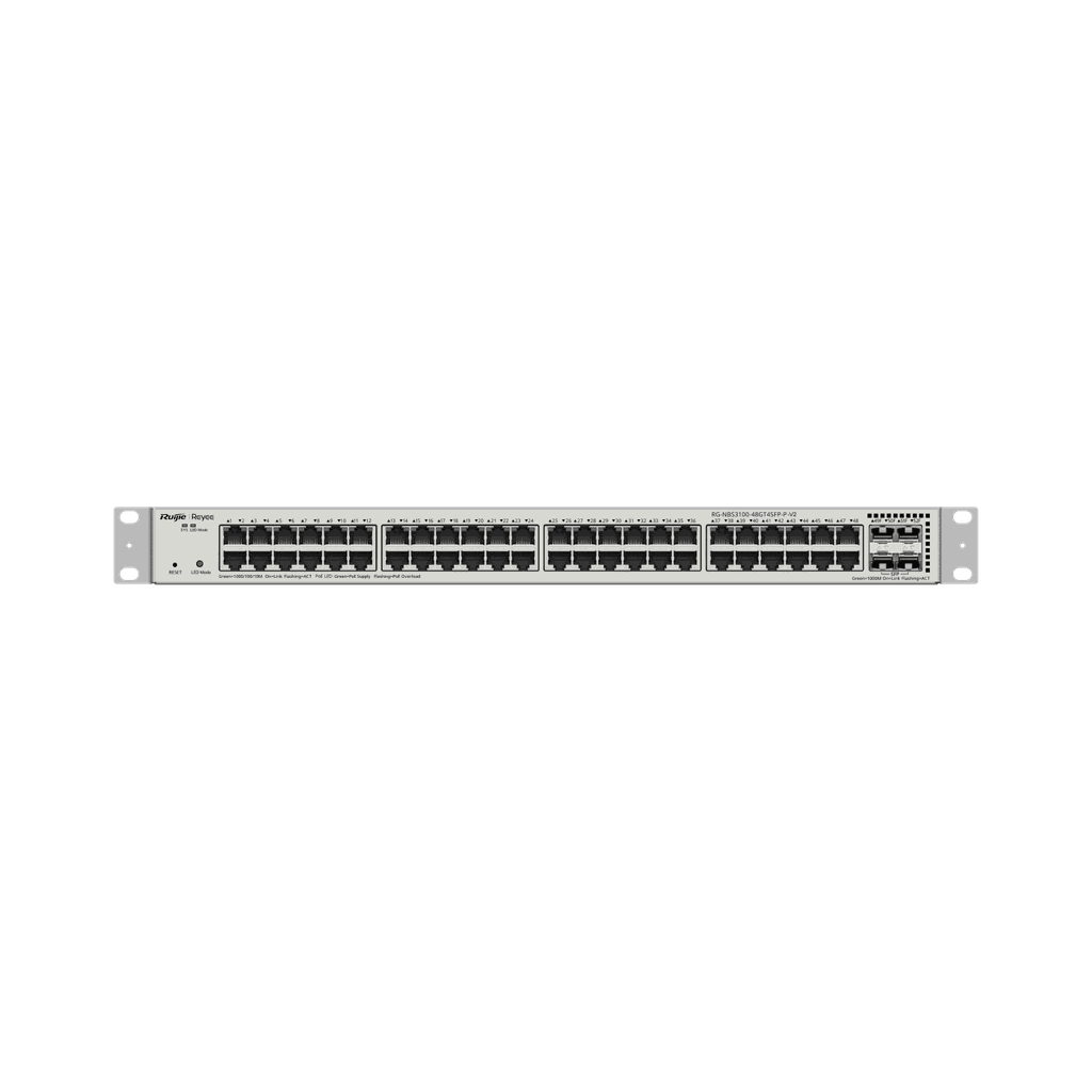 Switch PoE Ruijie RG-NBS3100-48GT4SFP-P-V2 (48 cổng PoE Gigabit, 4 SFP, 370W)