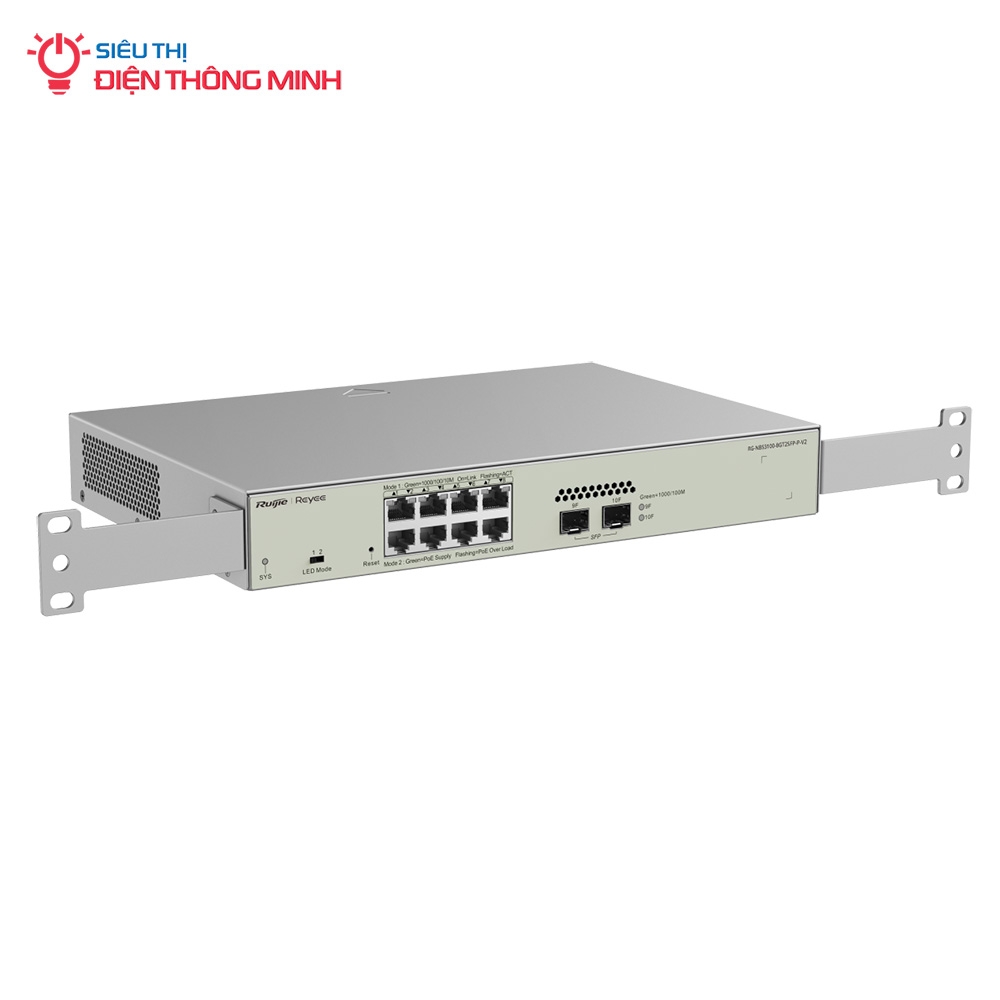 Switch PoE Ruijie RG-NBS3100-8GT2SFP-P-V2 (8 cổng PoE Gigabit, 2 SFP, 125W)