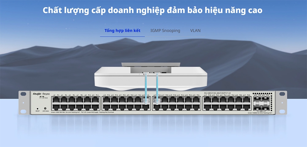 Switch PoE Ruijie RG-NBS3200-48GT4XS-P-V2 (48 cổng Gigabit PoE+, 4 cổng SFP+ 10G)