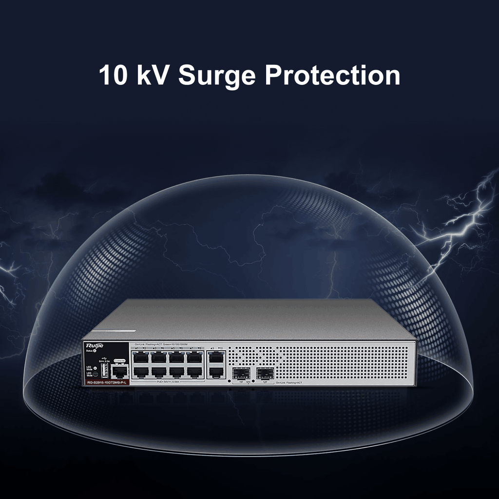 Switch PoE Ruijie RG-S2915-10GT2MS-P-L (8 PoE GE, 2 Uplink 1GE 2.5GE, 125W)