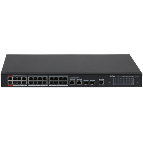 Switch PoE Dahua DH-S4228-24GT-360 (24 PoE Gigabit, 2 uplink Gigabit, 2 SFP, 360W)