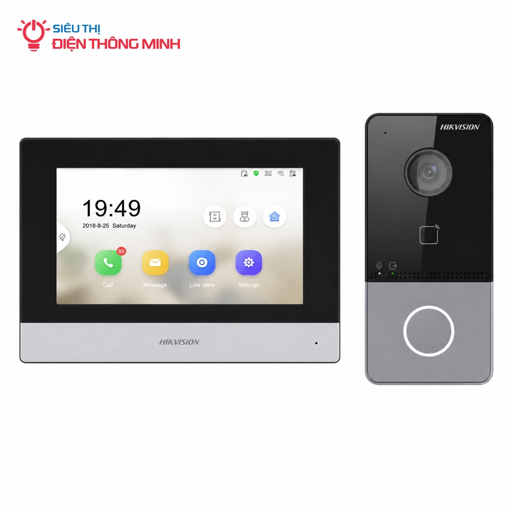 Bộ chuông hình IP Hikvision Màn DS-KH6320-WTE1 + Nút DS-KV6113-WPE1