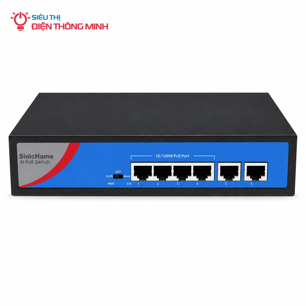 Switch PoE SinicHome SINIC-3104POE (4 PoE, 2 uplink, 60W)