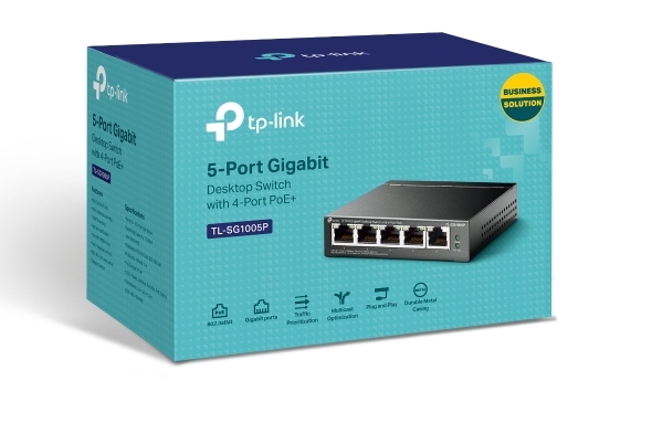 Switch PoE TP-Link TL-SG1005P (4 PoE Giga, 1 Uplink Giga, 65W)