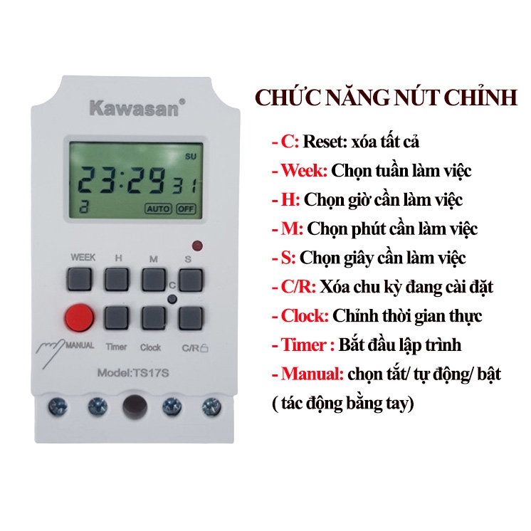 Công tắc hẹn giờ KTS Kawasan TS17S
