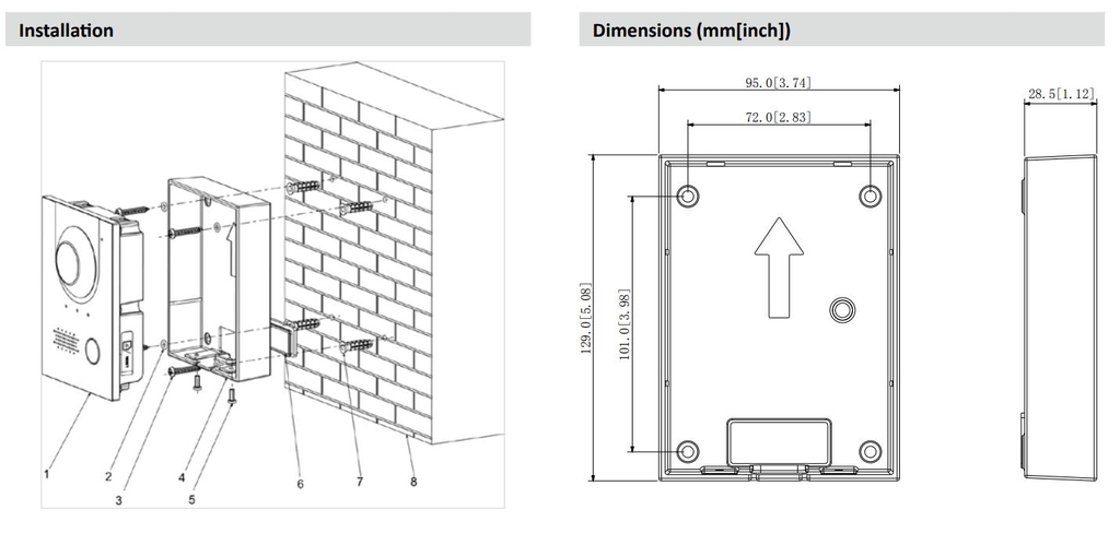 Chân đế Camera chuông hình Dahua VTM115 (lắp nổi)