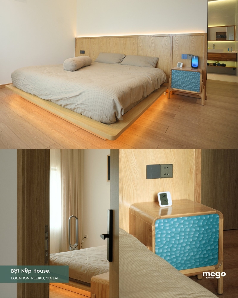 vách đầu giường Plywood phủ Veneer Sồi
