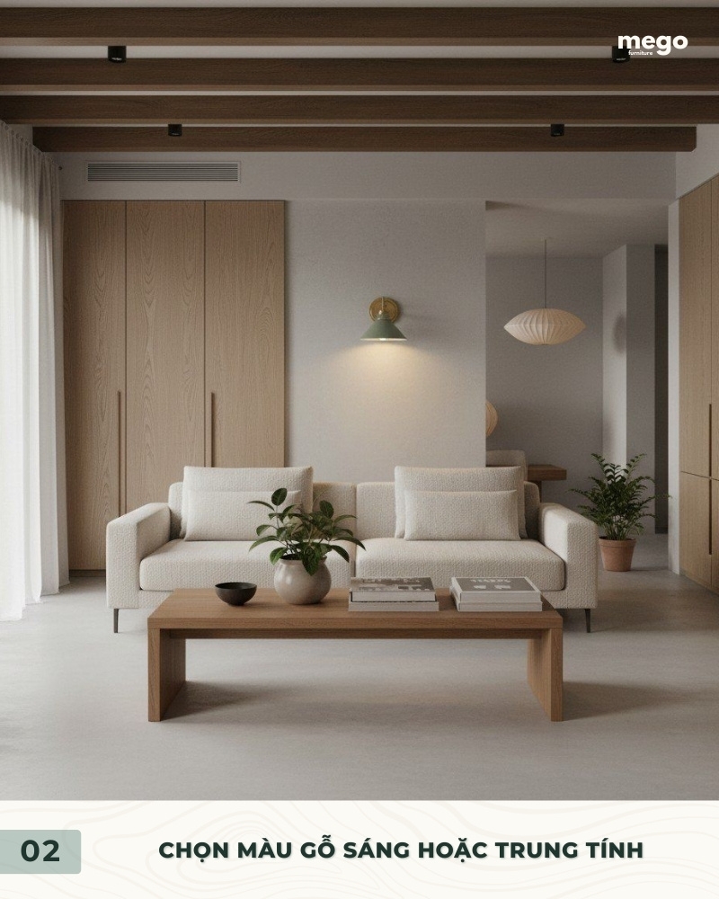 Chọn màu gỗ sáng hoặc trung tính