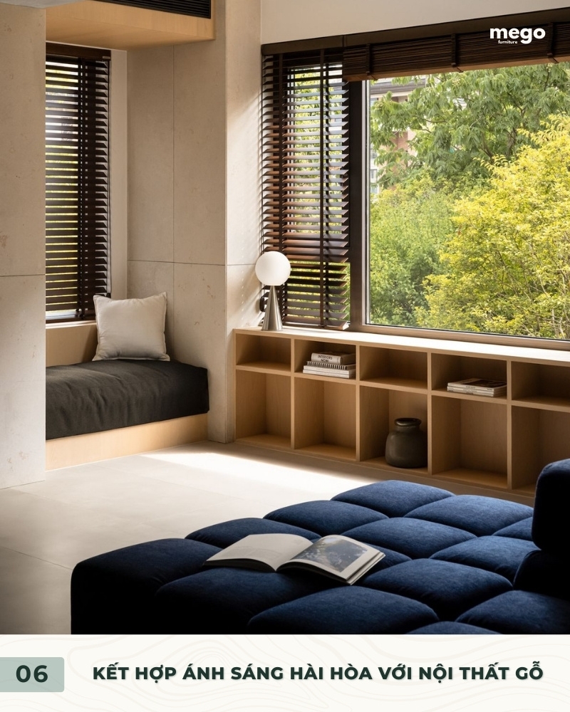 Kết hợp ánh sáng hài hòa với nội thất gỗ