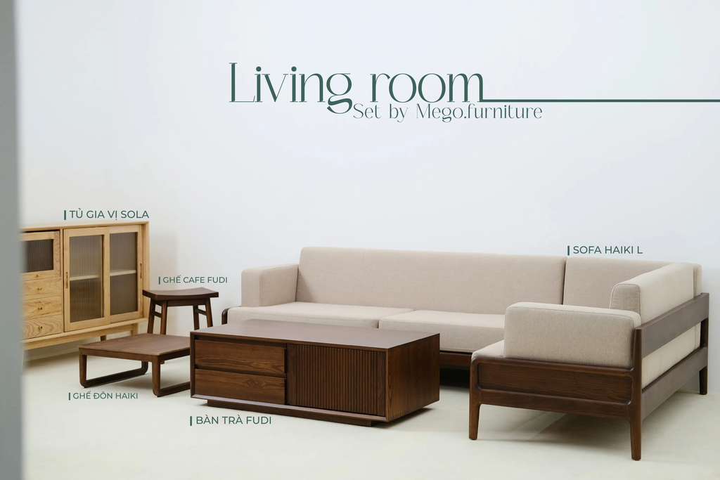 Set nội thất gỗ cao cấp phòng khách