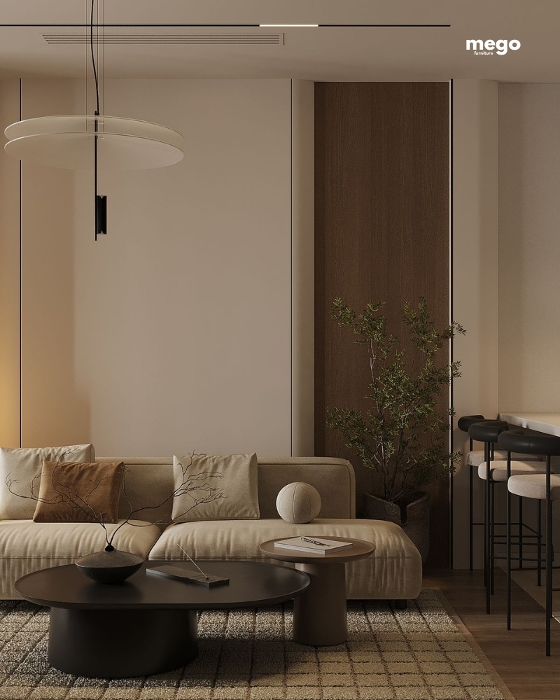 Phòng khách phong cách nội thất Japandi