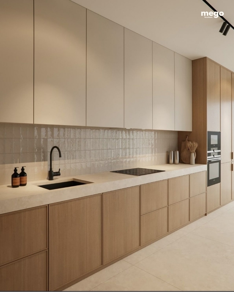 Tủ bếp gỗ công nghiệp