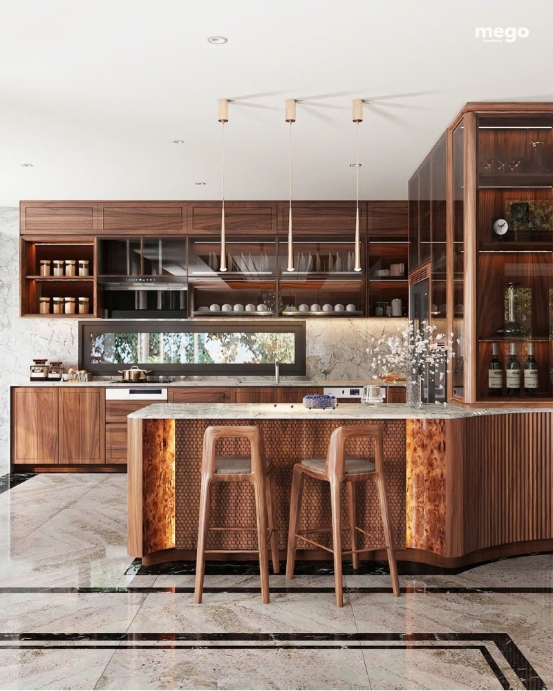 Tủ bếp gỗ tự nhiên