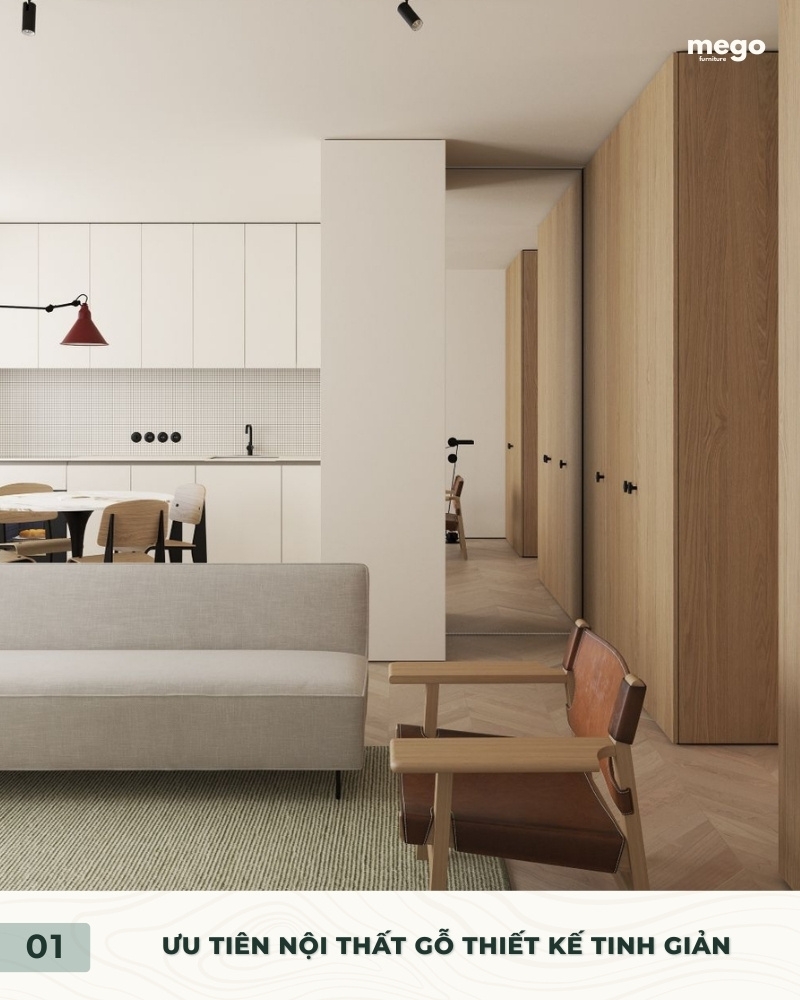 Ưu tiên nội thất gỗ thiết kế tinh giản