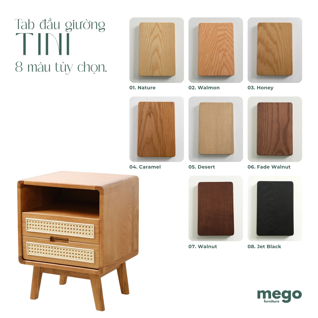 tab đầu giường gỗ tự nhiên tối giản