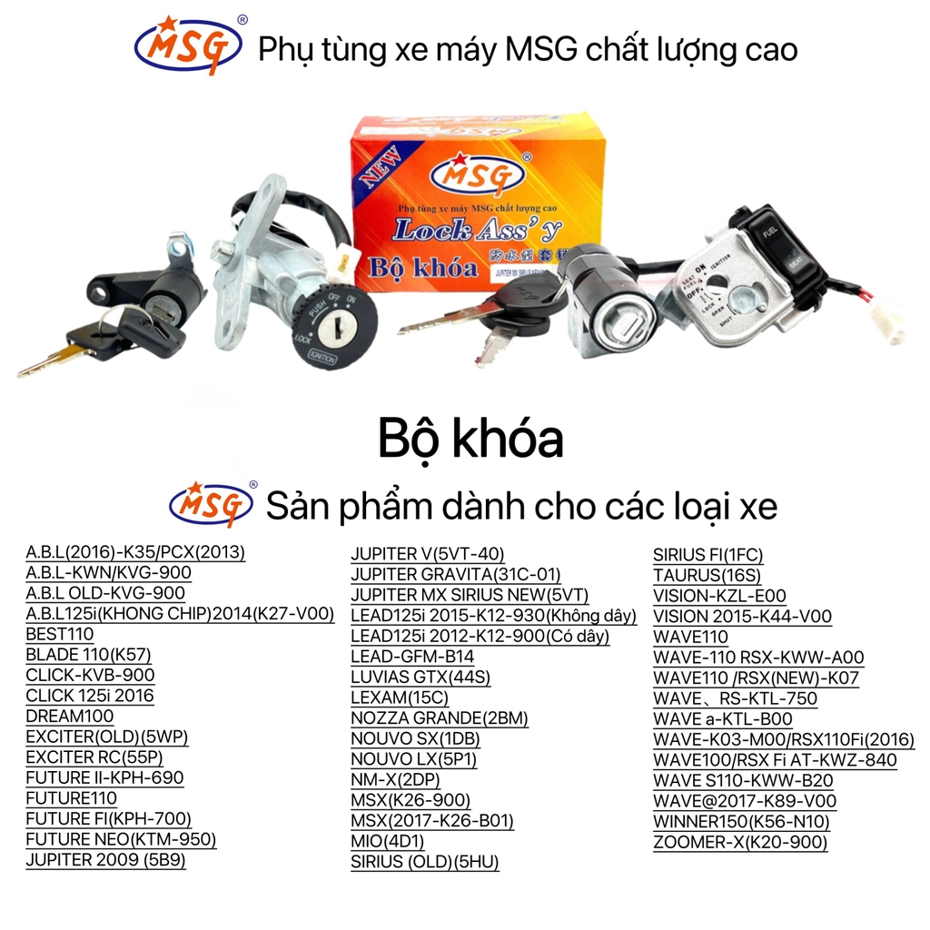 BỘ KHÓA (Bộ Khoá đa dạng các loại xe mới)