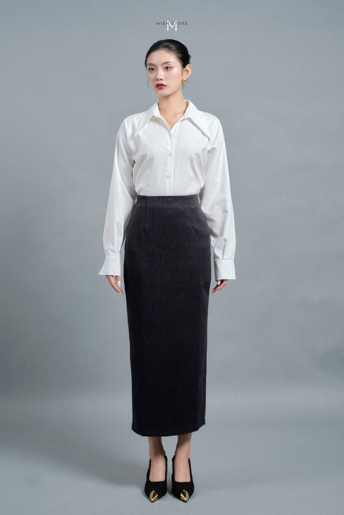 ÁO SƠ MI NỮ TRƠN CÔNG SỞ TAY DÀI CỔ NHỌN SIA WOMEN MIEN STORE