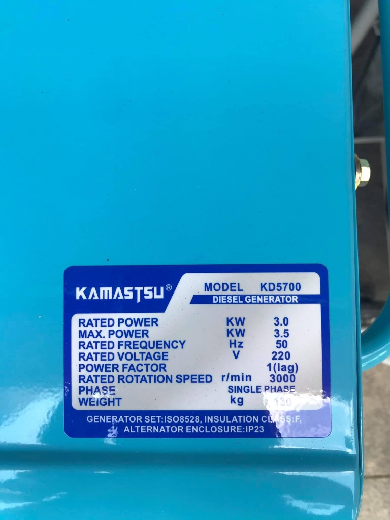 Máy Phát Điện Chạy Dầu Kamastsu 3Kw KD5700