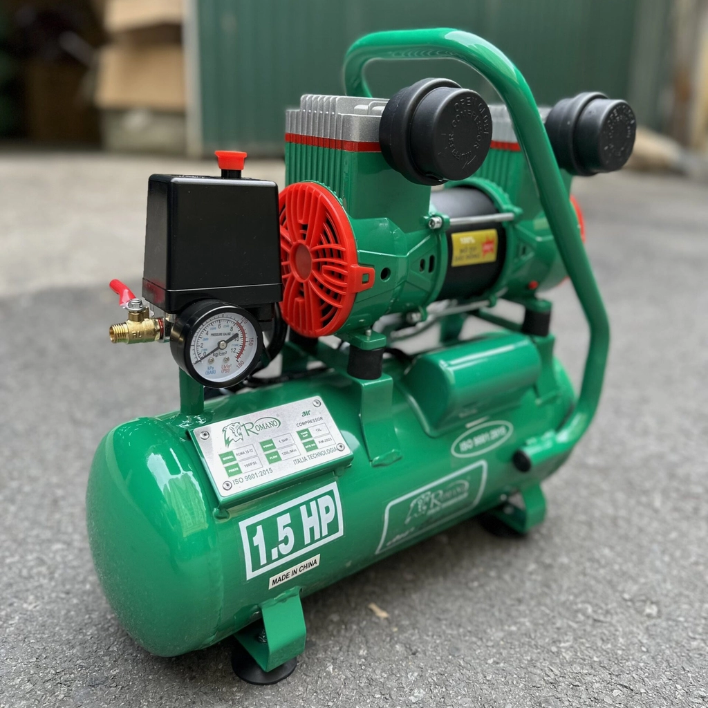 Máy Nén Khí Không Dầu Lên Hơi Nhanh Romano 1.5HP 12L RM16H14L