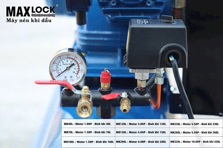 Máy Nén Khí Dây Đai MAXLOCK MK70L 1.5HP 70L