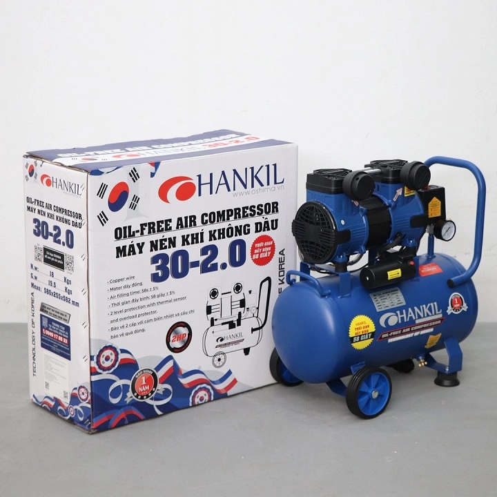 Máy Nén Khí Không Dầu 2HP 30L Hankil 30-2.0