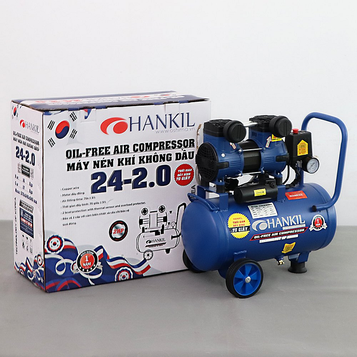Máy Nén Khí Không Dầu 2HP 24L Hankil 24-2.0