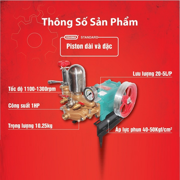 Đầu Xịt Áp Lực Oshima 1HP OS-35S Piston Sứ