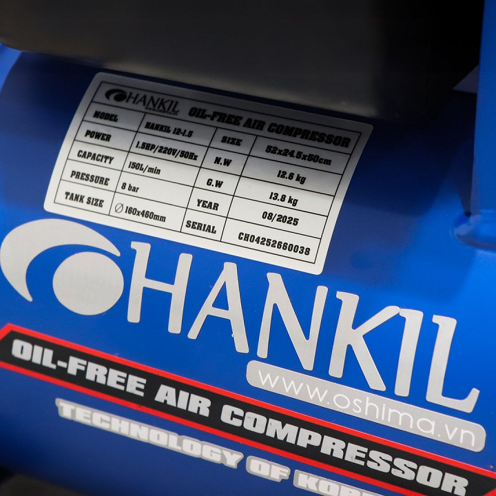 Máy Nén Khí Không Dầu 1.5HP 12L Hankil 12-1.5