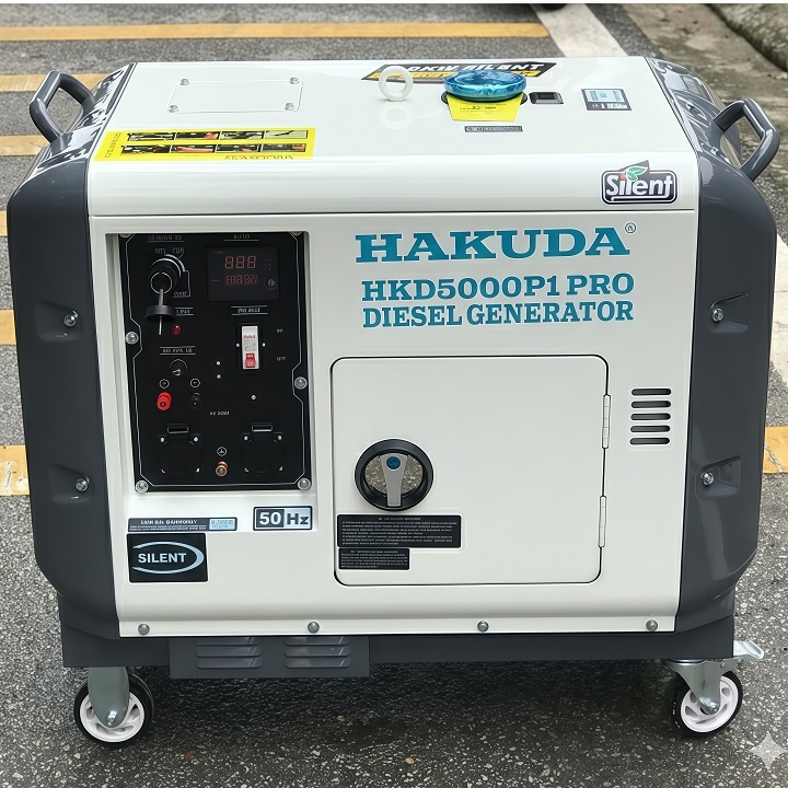 Máy Phát Điện 5KW Chạy Dầu Hakuda HKD5000P1PRO Siêu Cách Âm
