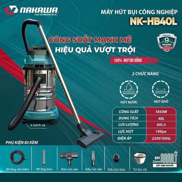 Máy Hút Bụi Công Nghiệp Nakawa 1900W 40L NK-VC1940