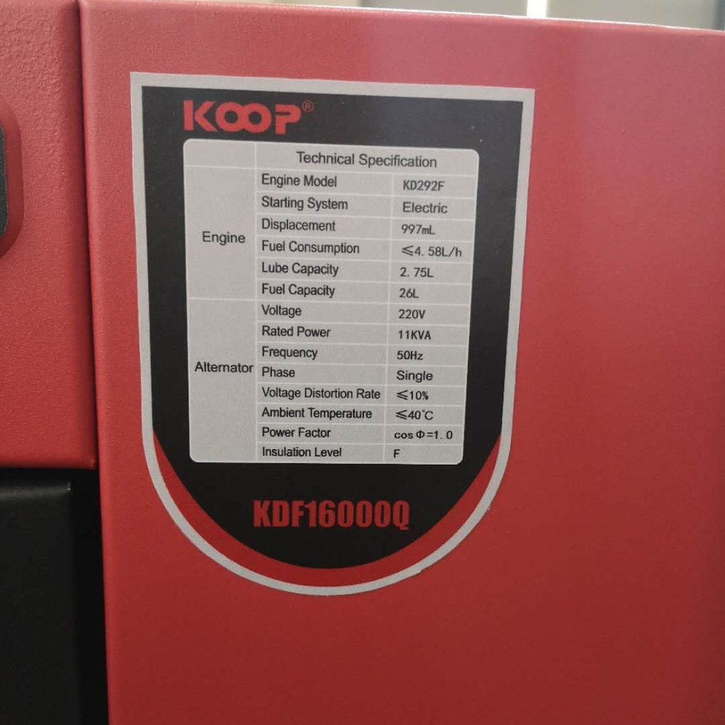 Máy Phát Điện Chạy Dầu Koop 12Kw KDF16000Q