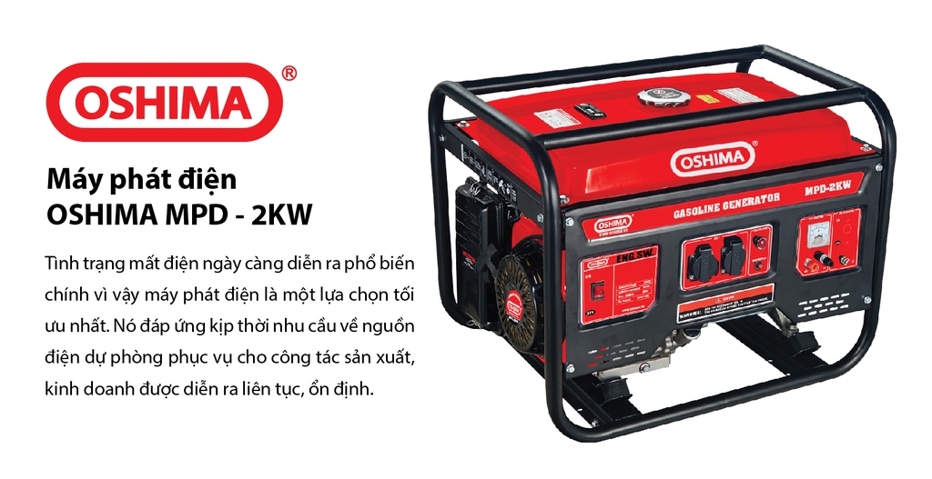 Máy Phát Điện Chạy Xăng Oshima 2Kw