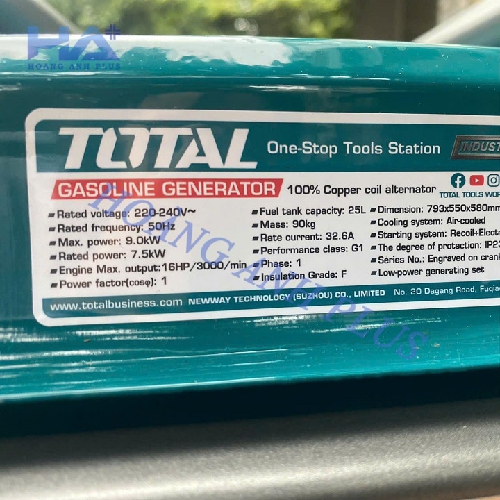 Máy Phát Điện Chạy Xăng Total 9KW TP190006