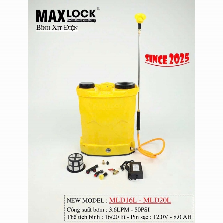 Bình Xịt Điện Ác Quy 12V 16LMaxlock MLD16L