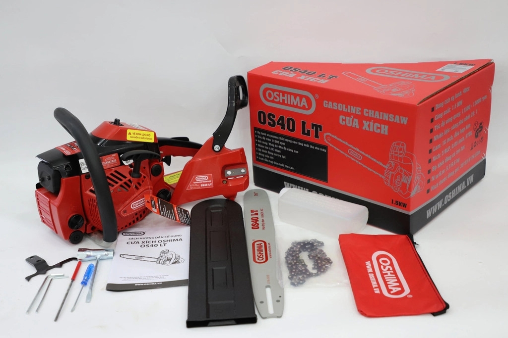 Máy Cưa xích 2 Thì 1.5KW Oshima OS40 LT 40CC Đỏ Đen