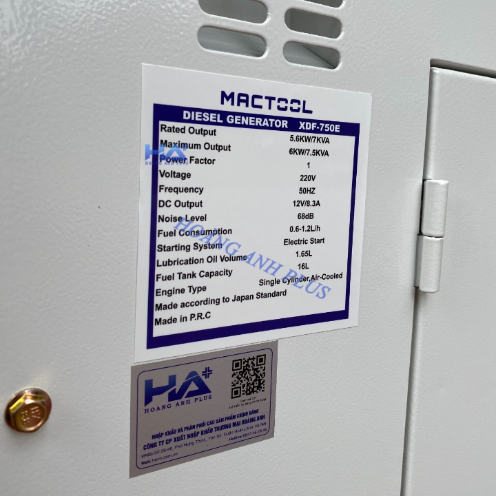 Máy Phát Điện Chạy Dầu Mactool 6Kw XDF-750E