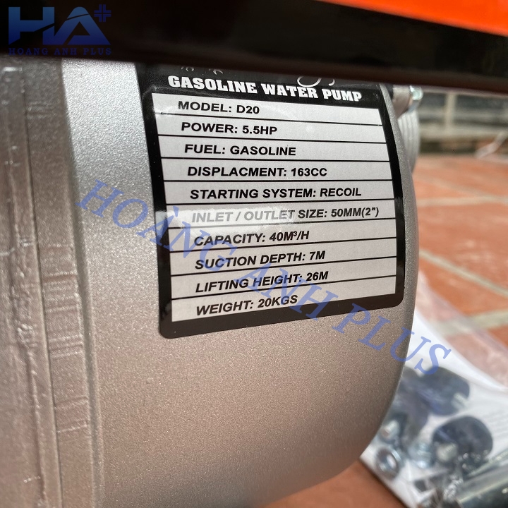 Máy Bơm Nước 5.5HP Chạy Xăng Dragon D20