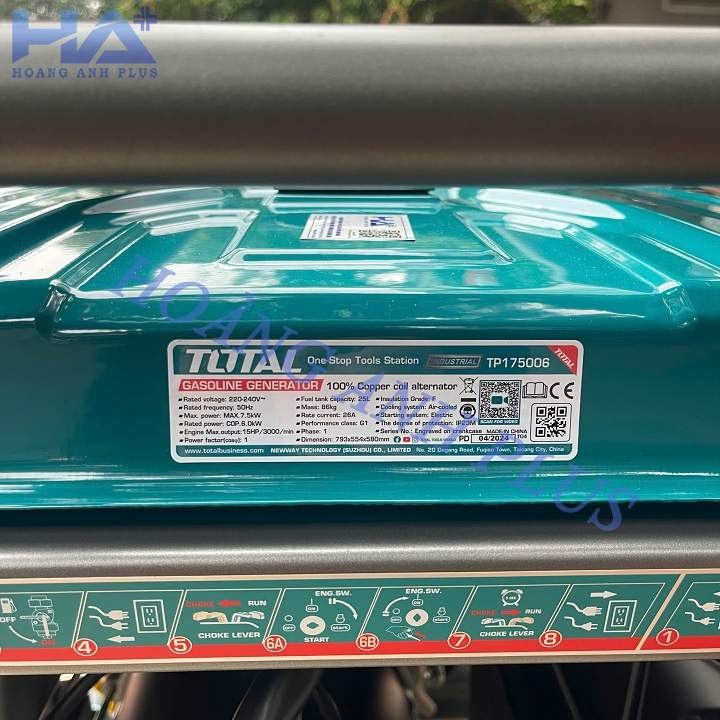 Máy Phát Điện Chạy Xăng Total 7.5KW TP175006