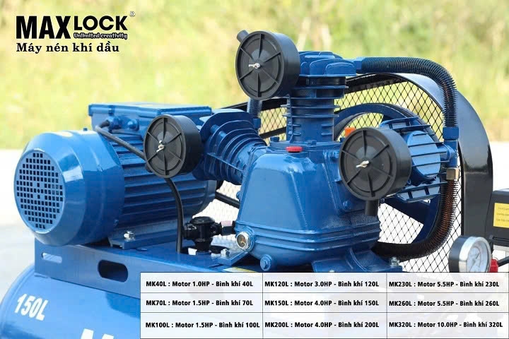 Máy Nén Khí Dây Đai MAXLOCK MK150L 4HP 150L