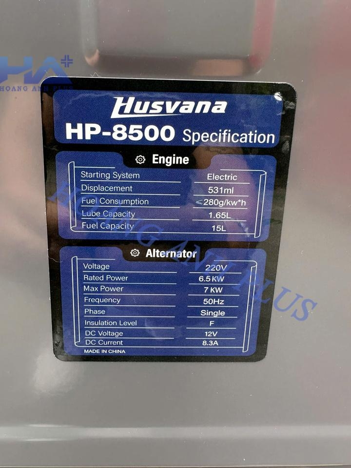 Máy Phát Điện Chạy Dầu Husvana 7KW HP-8500