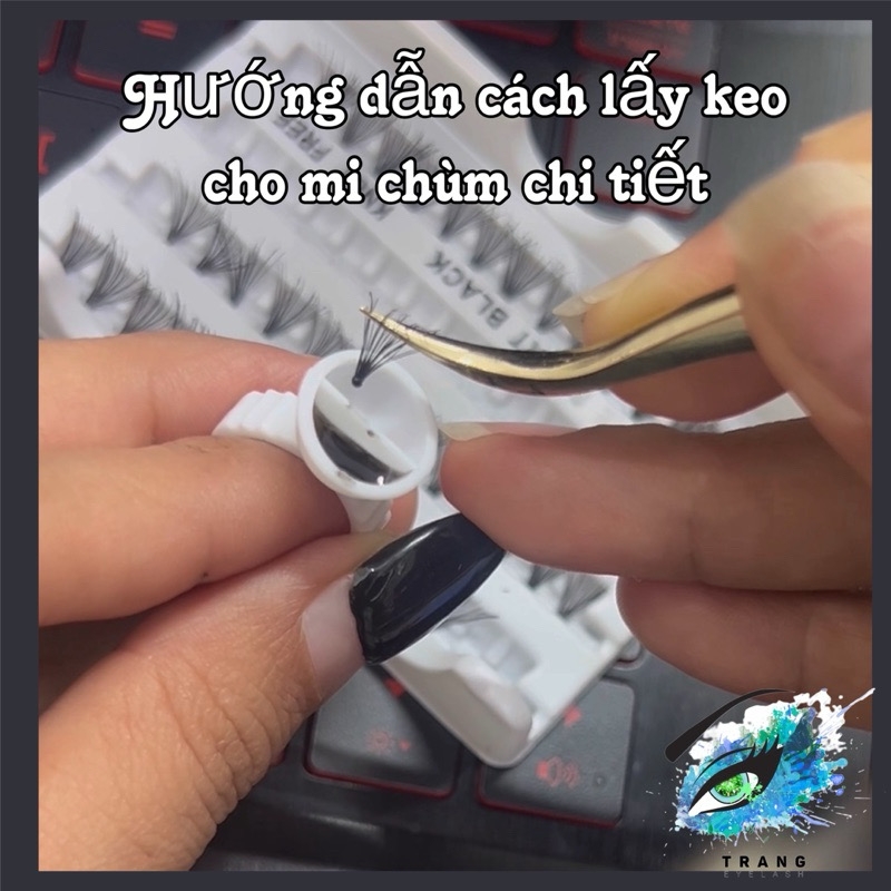 ￼Các loại keo dán cho mi chùm, keo tạm thời ( make up) và keo cố định ( keo nối mi ), tháo mi chùm Cluster Lashes