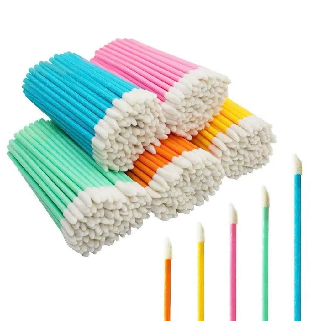 Tăm tháo mi loại đầu to, cọ son môi túi 50 cây (dụng cụ nối mi)