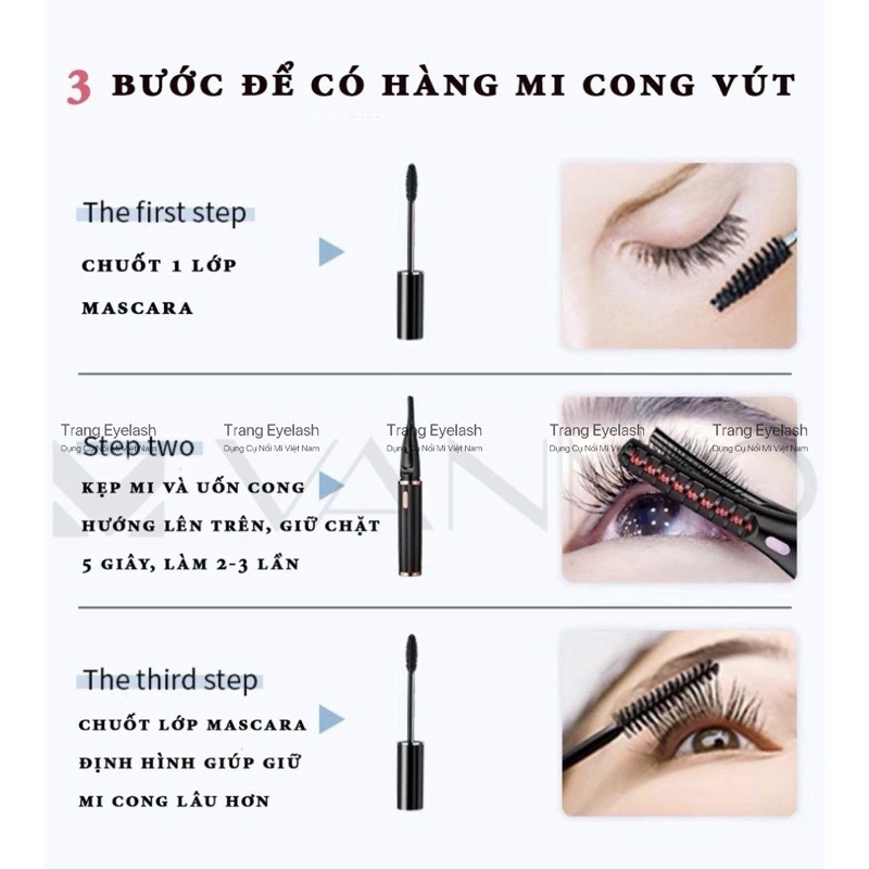 Máy Uốn Mi Nhiệt, Máy Uốn Mi Bằng Nhiệt Làm Cong Mi Tự Động Sạc Điện Cổng USB