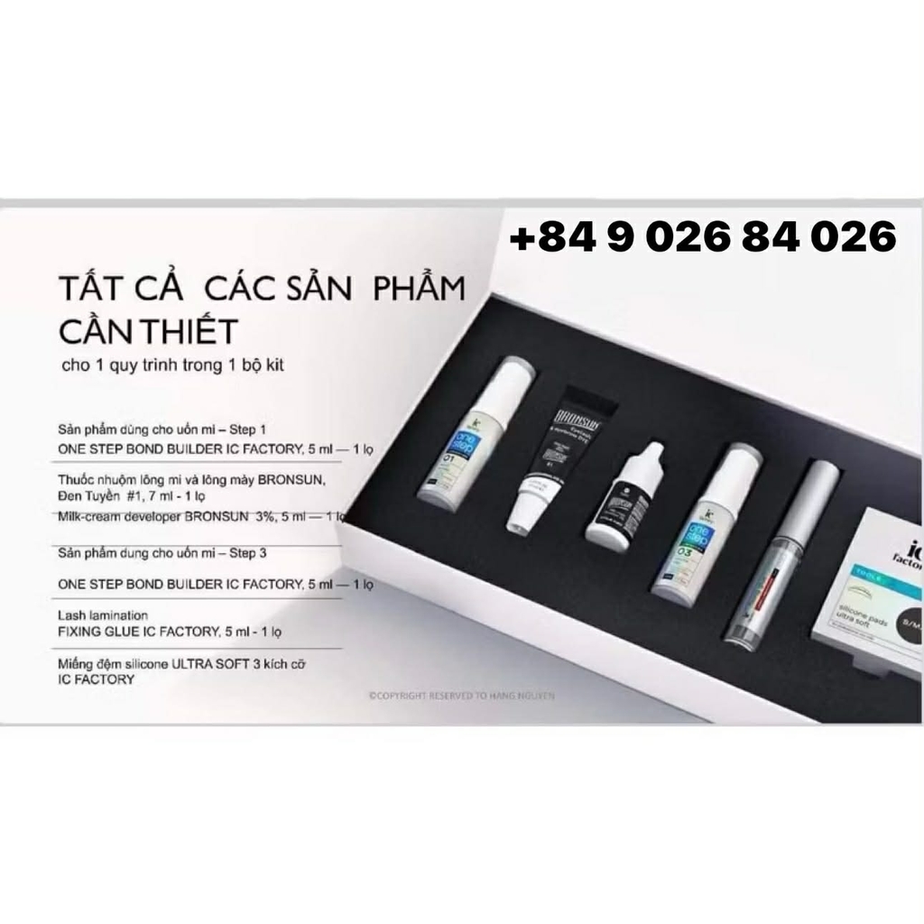 Set 2in1 uốn mi và định hình lông mày kèm nhuộm bronsun, trục uốn, keo bắt trục One Step từ Châu Âu, lành tính