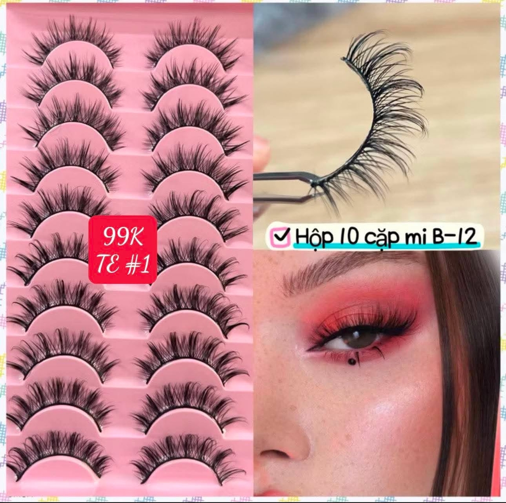 Lông mi Strip Lashes hot trend ( Natural False Eyelashes Cat Eye Lashes Strips Invisible Band Fake Mink Strip Lash Wispy Thin Clear Band Cateye Eye Lash Pack Full Volume Medium Length 8-14)