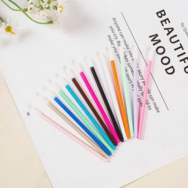 Tăm tháo mi loại đầu to, cọ son môi túi 50 cây (dụng cụ nối mi)