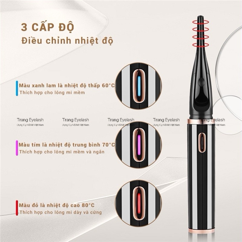 Máy Uốn Mi Nhiệt, Máy Uốn Mi Bằng Nhiệt Làm Cong Mi Tự Động Sạc Điện Cổng USB